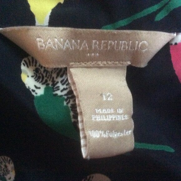 Banana Republic Navy Blue Parrot Print Sleeveless Avian Shirt Dress Size 12 - Picture 3 of 4